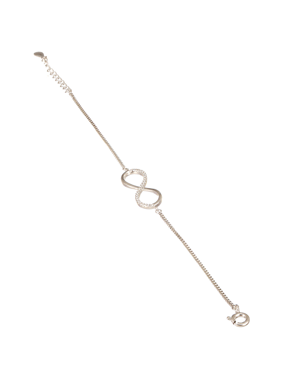 925 Sterling Silver Rhodium Plated AD Studded Infinity Charms Bracelet