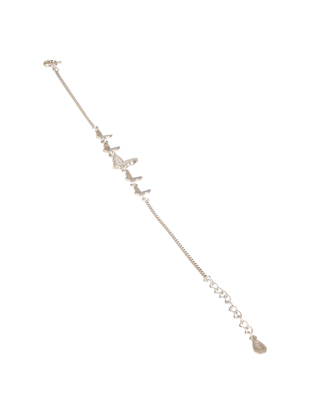 925 Sterling Silver Designer Charms Butterfly Adjustable Bracelet