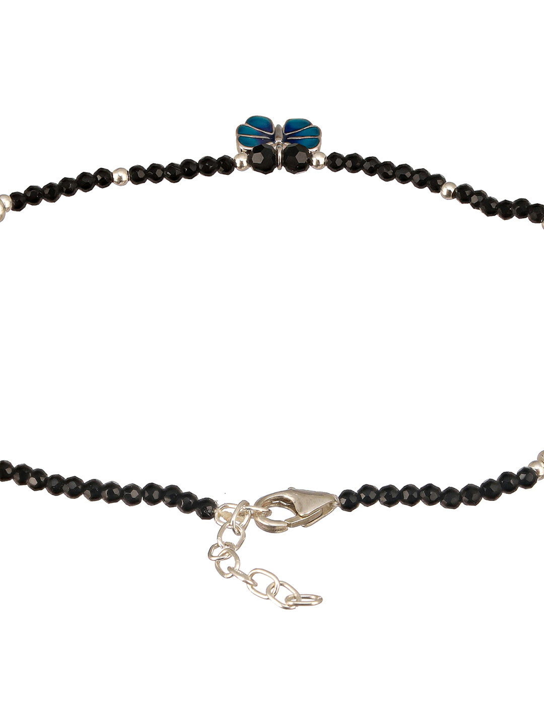 925 Sterling Silver Blue Enamelled Butterfly Charms Payal Anklet