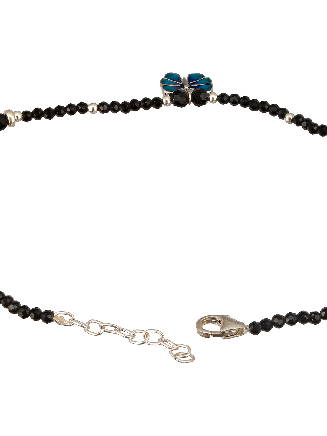 925 Sterling Silver Blue Enamelled Butterfly Charms Payal Anklet