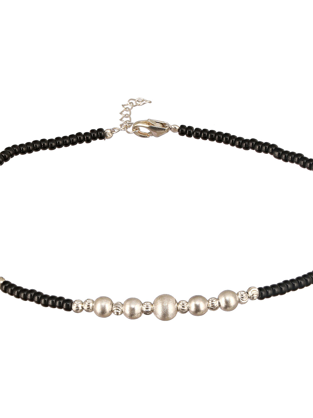 925 Sterling Silver Black Beads Balls  Charms Nazar  Payal Anklet