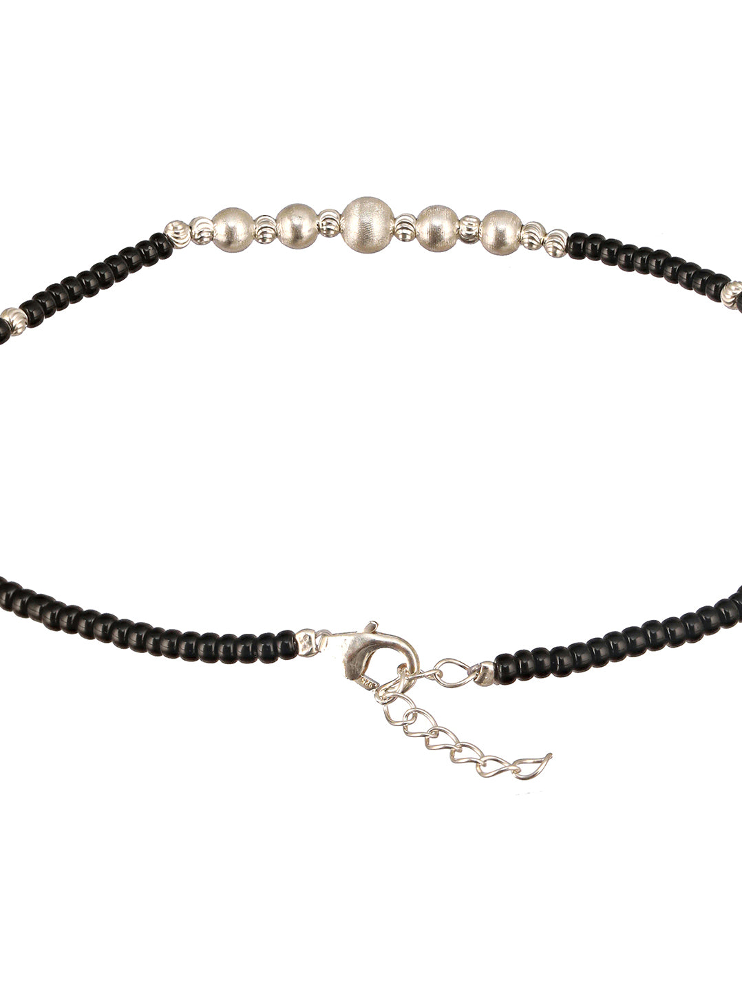 925 Sterling Silver Black Beads Balls  Charms Nazar  Payal Anklet