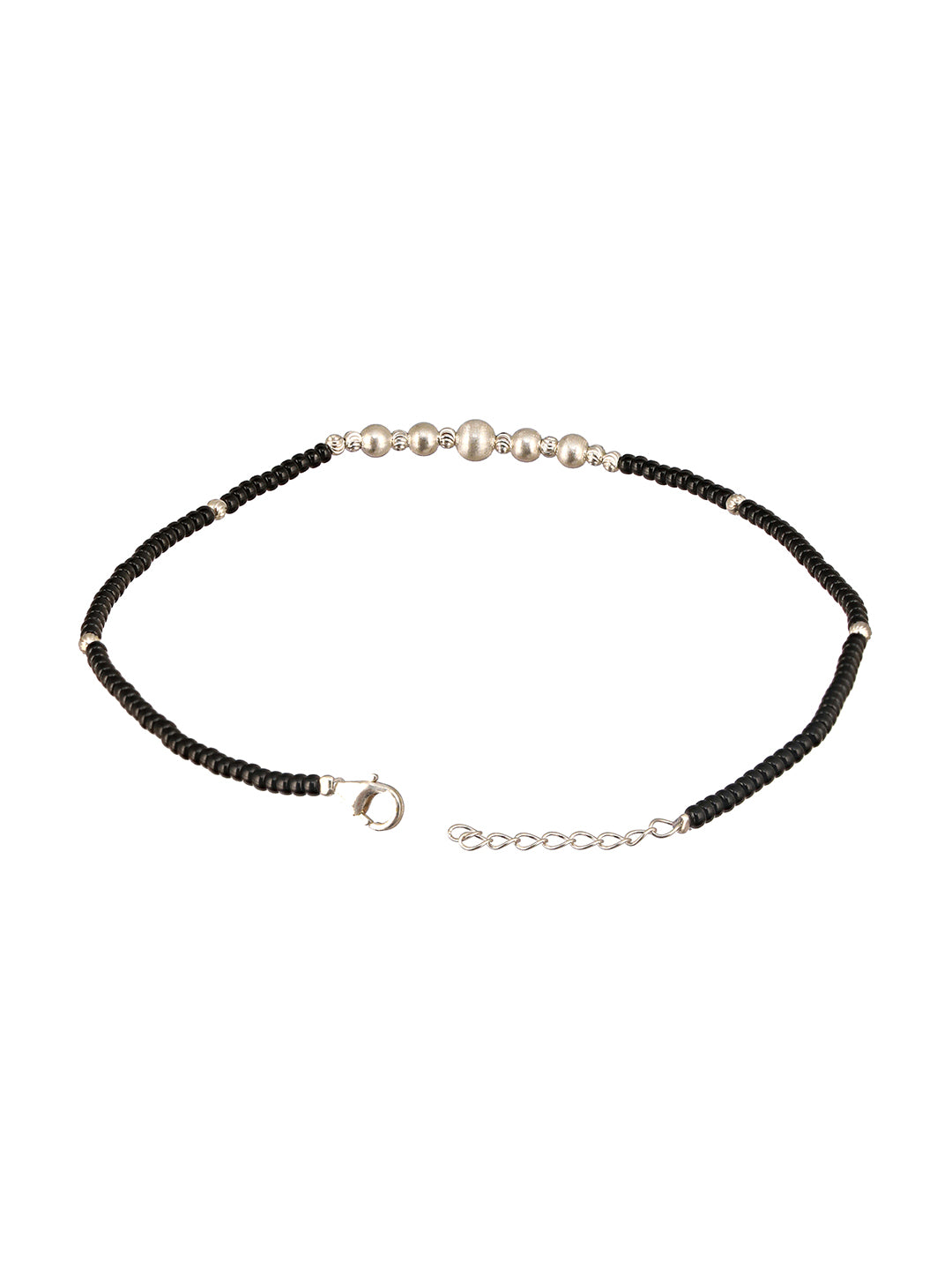925 Sterling Silver Black Beads Balls  Charms Nazar  Payal Anklet