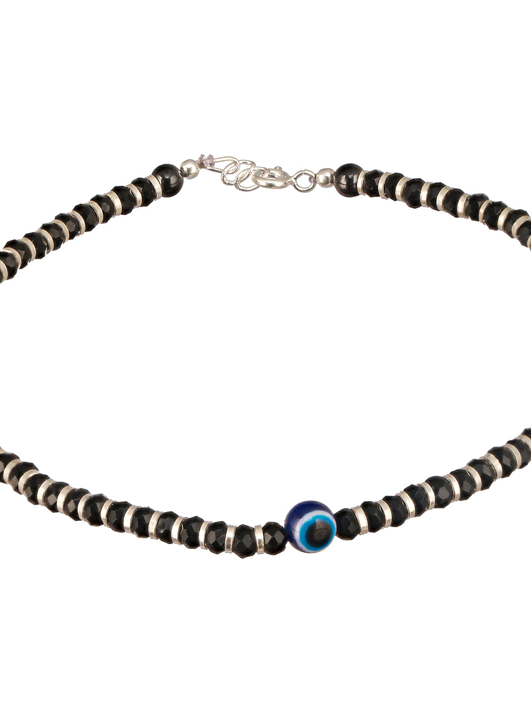 925 Sterling Silver Black Beads Dailywear Minimal Anklet