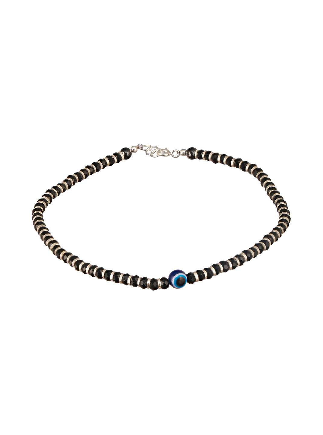 925 Sterling Silver Black Beads Dailywear Minimal Anklet