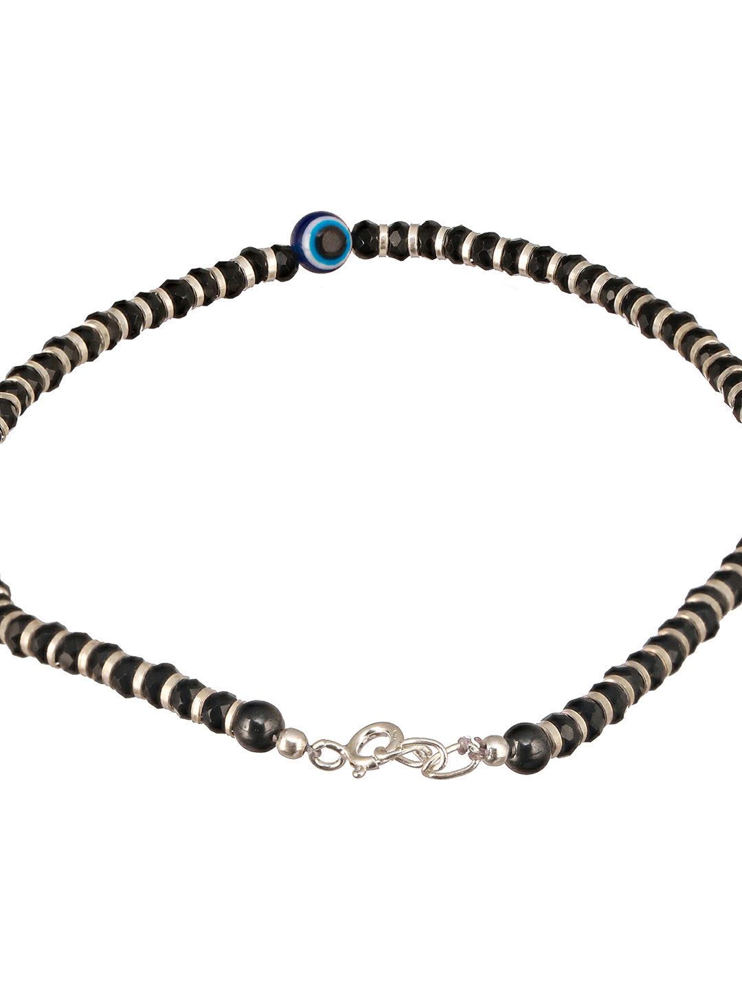 925 Sterling Silver Black Beads Dailywear Minimal Anklet