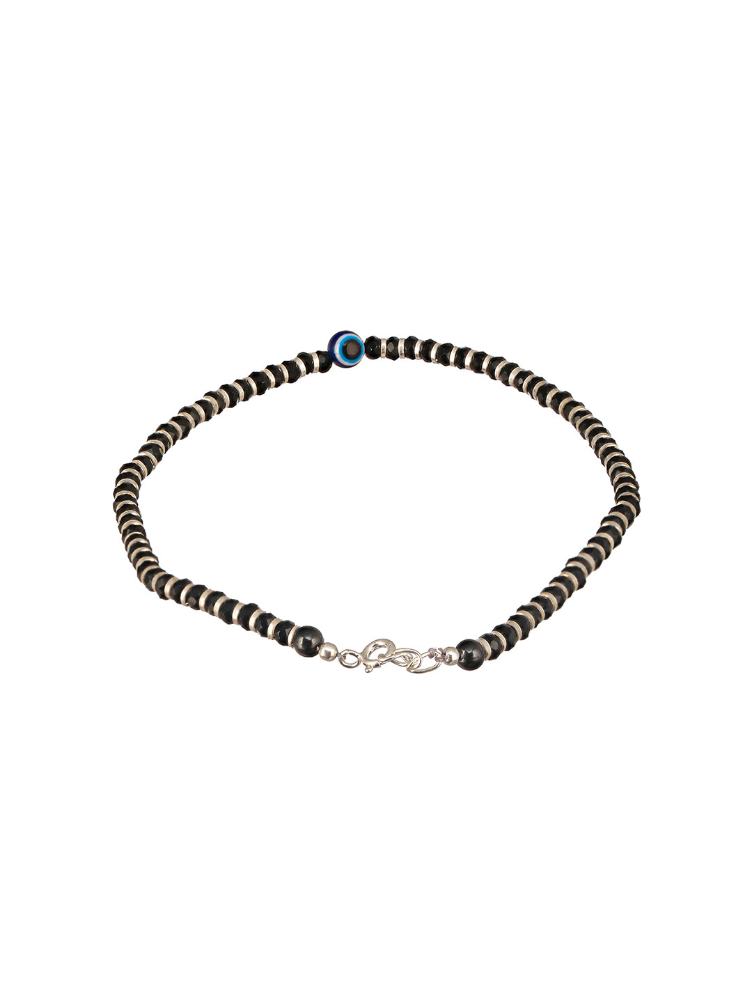 925 Sterling Silver Black Beads Dailywear Minimal Anklet