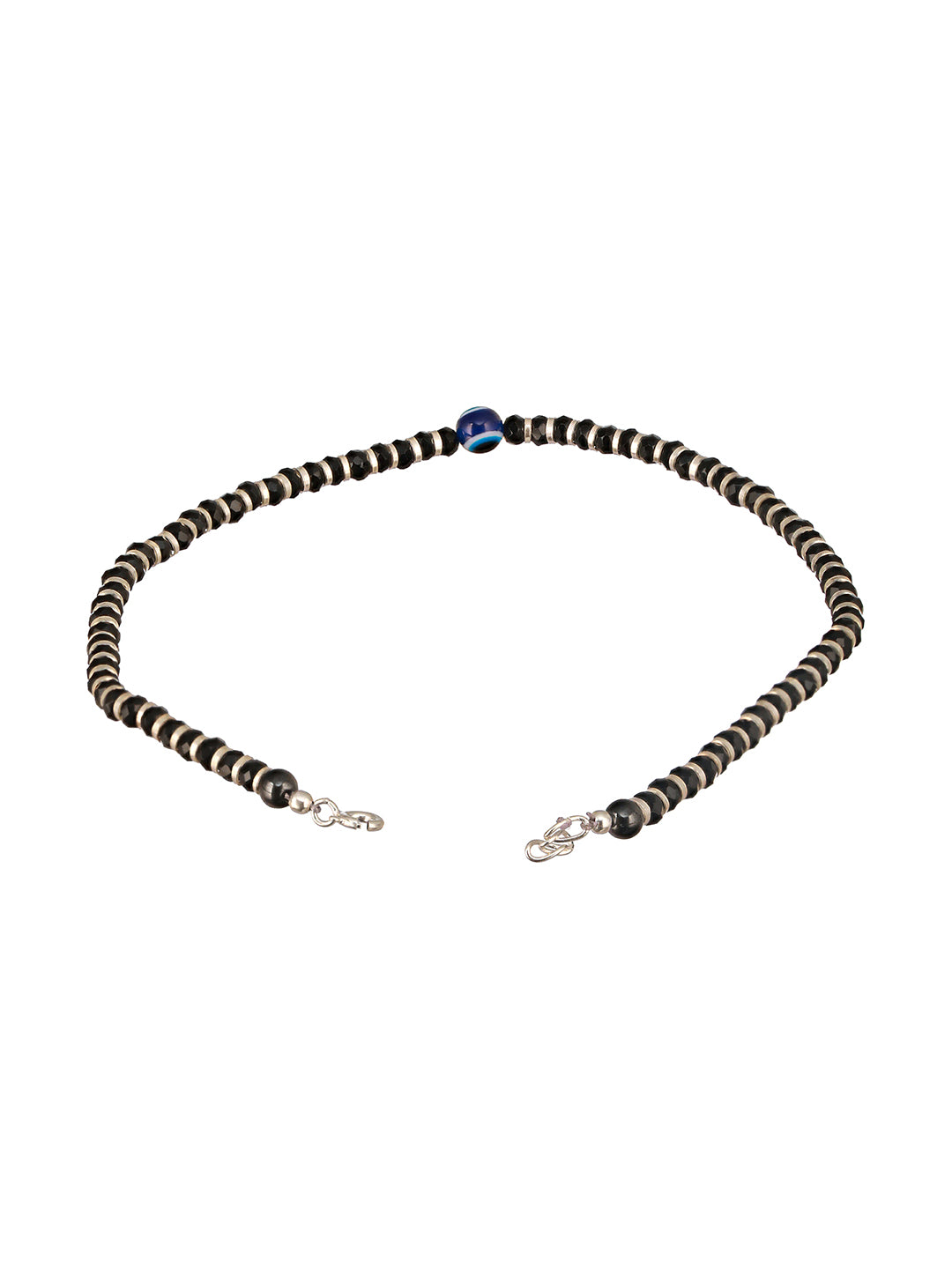 925 Sterling Silver Black Beads Dailywear Minimal Anklet
