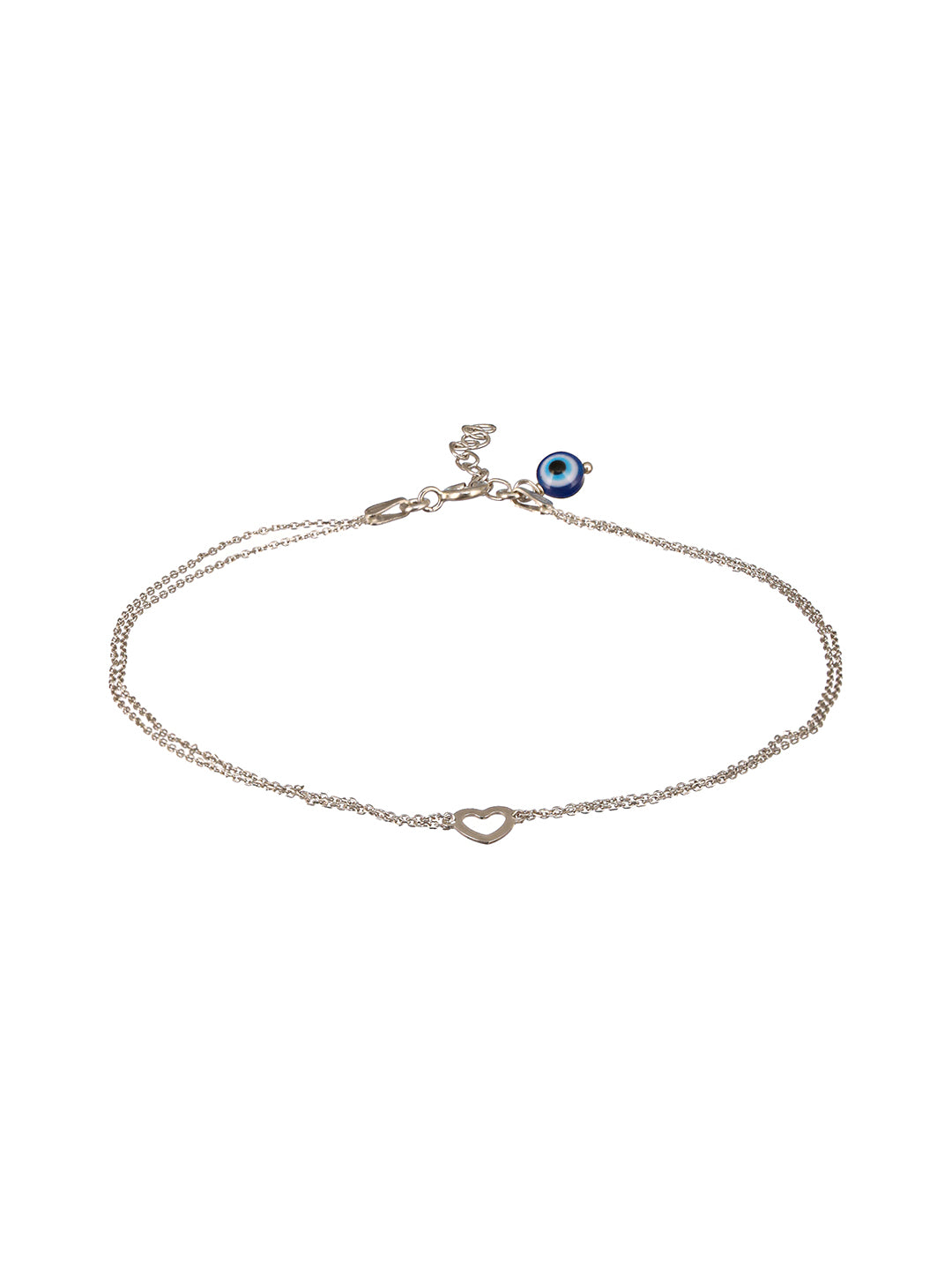 925 Sterling Silver Minimal Evil Eye Charms Anklet
