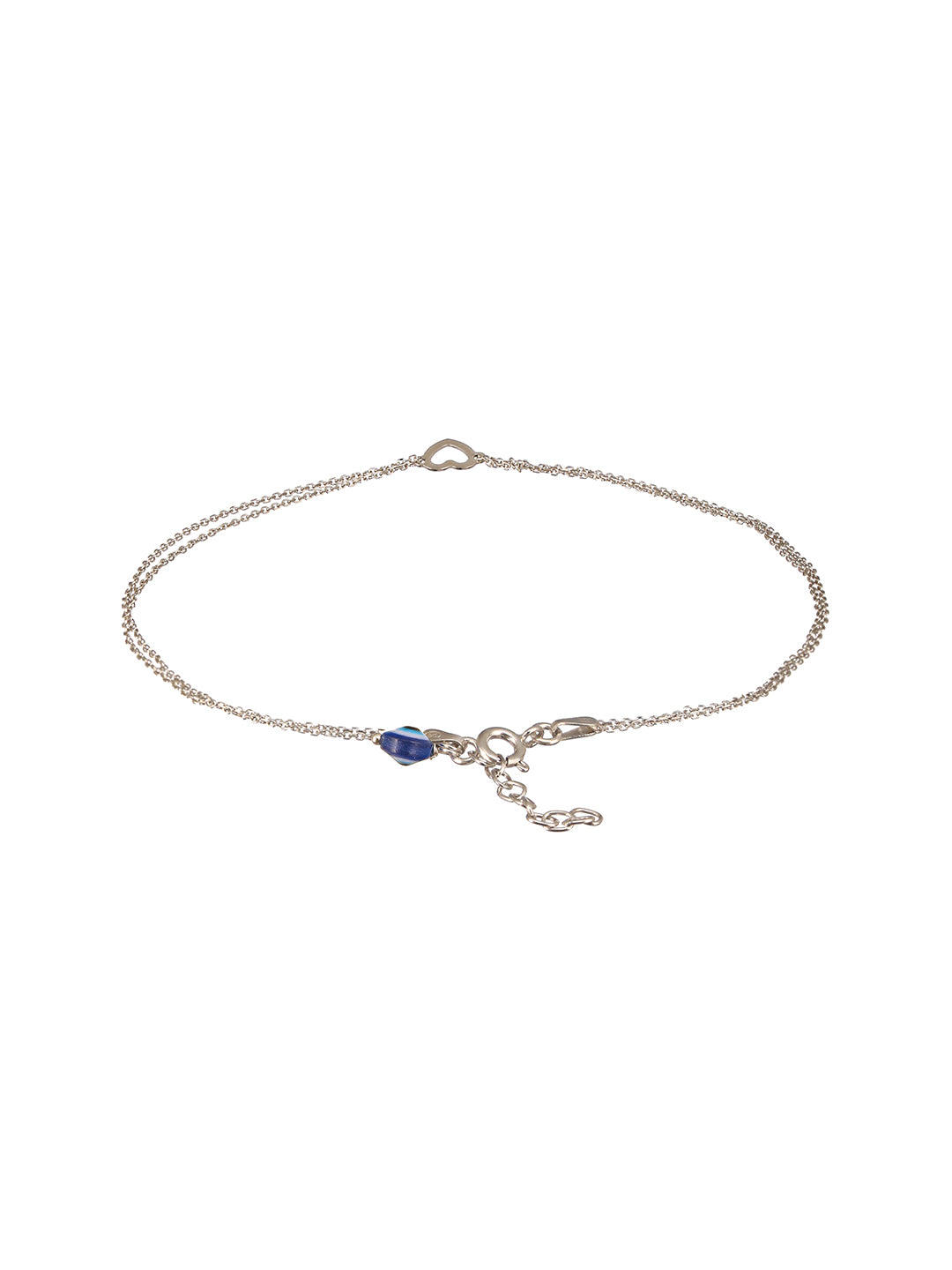 925 Sterling Silver Minimal Evil Eye Charms Anklet