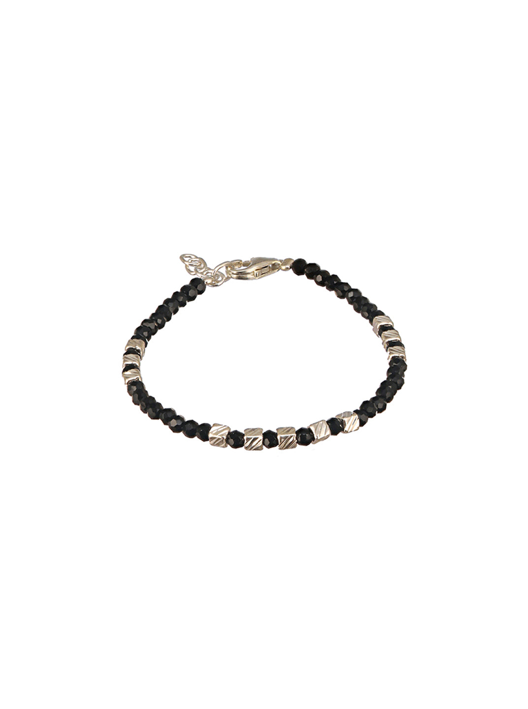 925 Unisex  Charms  Baby Nazariya Bracelets With Black & Silver Beads Adjustable Bracelet