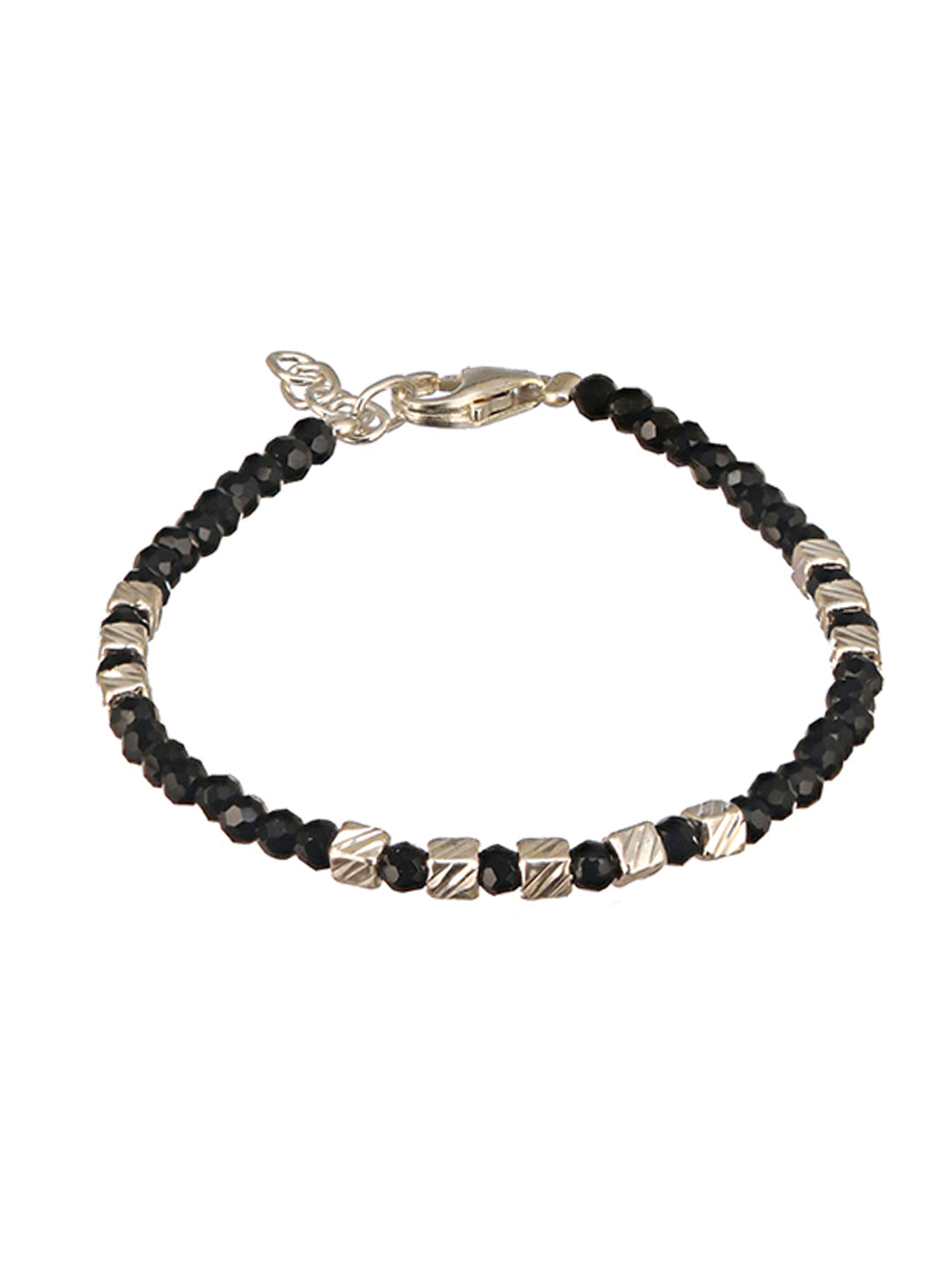 925 Unisex  Charms  Baby Nazariya Bracelets With Black & Silver Beads Adjustable Bracelet