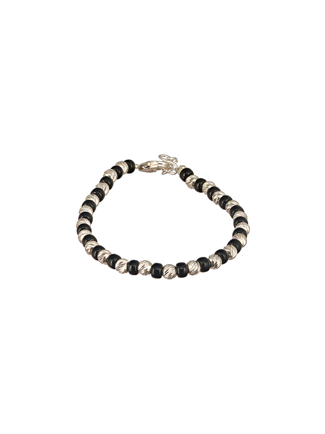 925 Sterling Silver Black Beads Nazariya  Kids Unisex  Adjustable Bracelet