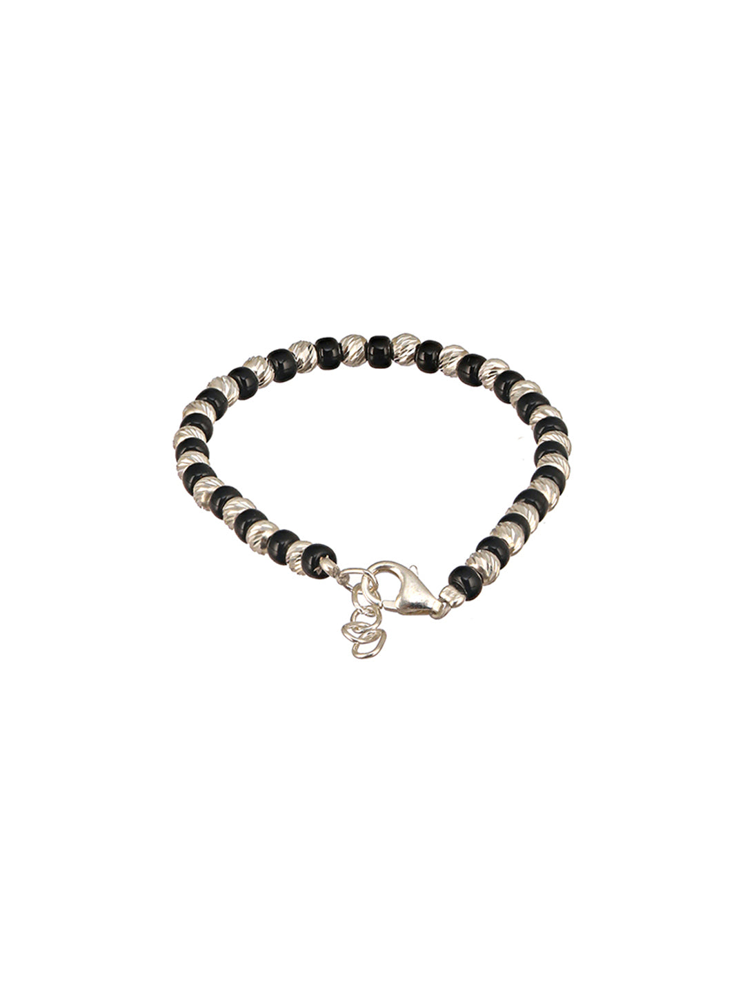 925 Sterling Silver Black Beads Nazariya  Kids Unisex  Adjustable Bracelet