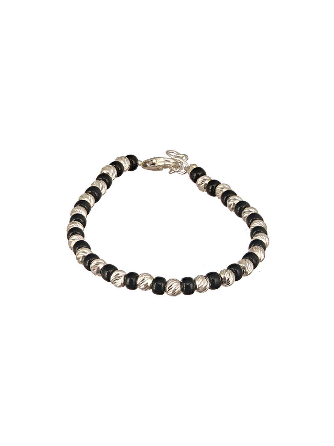 925 Sterling Silver Black Beads Nazariya  Kids Unisex  Adjustable Bracelet