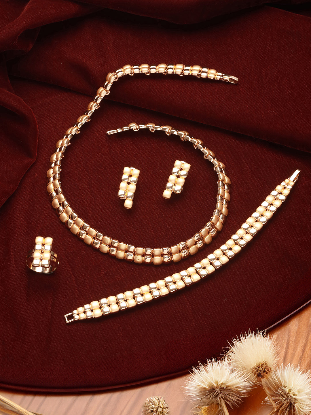 Anti-Tarnish 18k Gold Plated Ball Statement Combo Jewellery Set