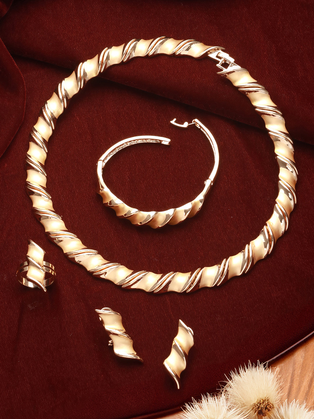 Anti-Tarnish 18k Gold Plated Chunky Charm Link Combo Jewellery Set