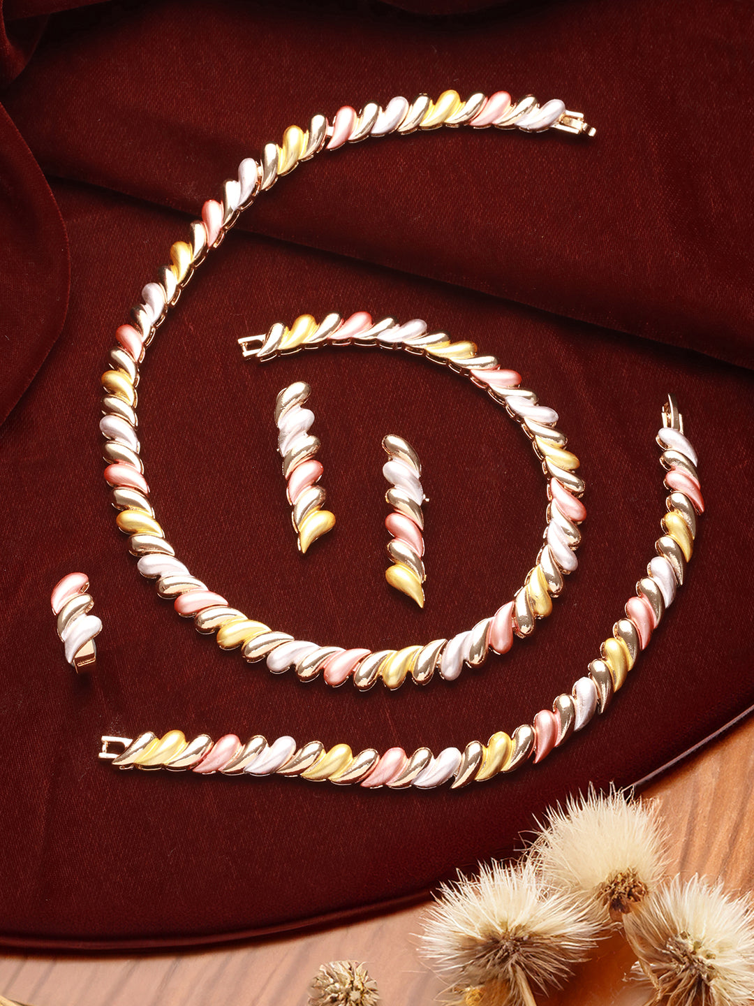 Anti-Tarnish 18k Gold Plated Choker Chunky Statement Combo Jewelley Set