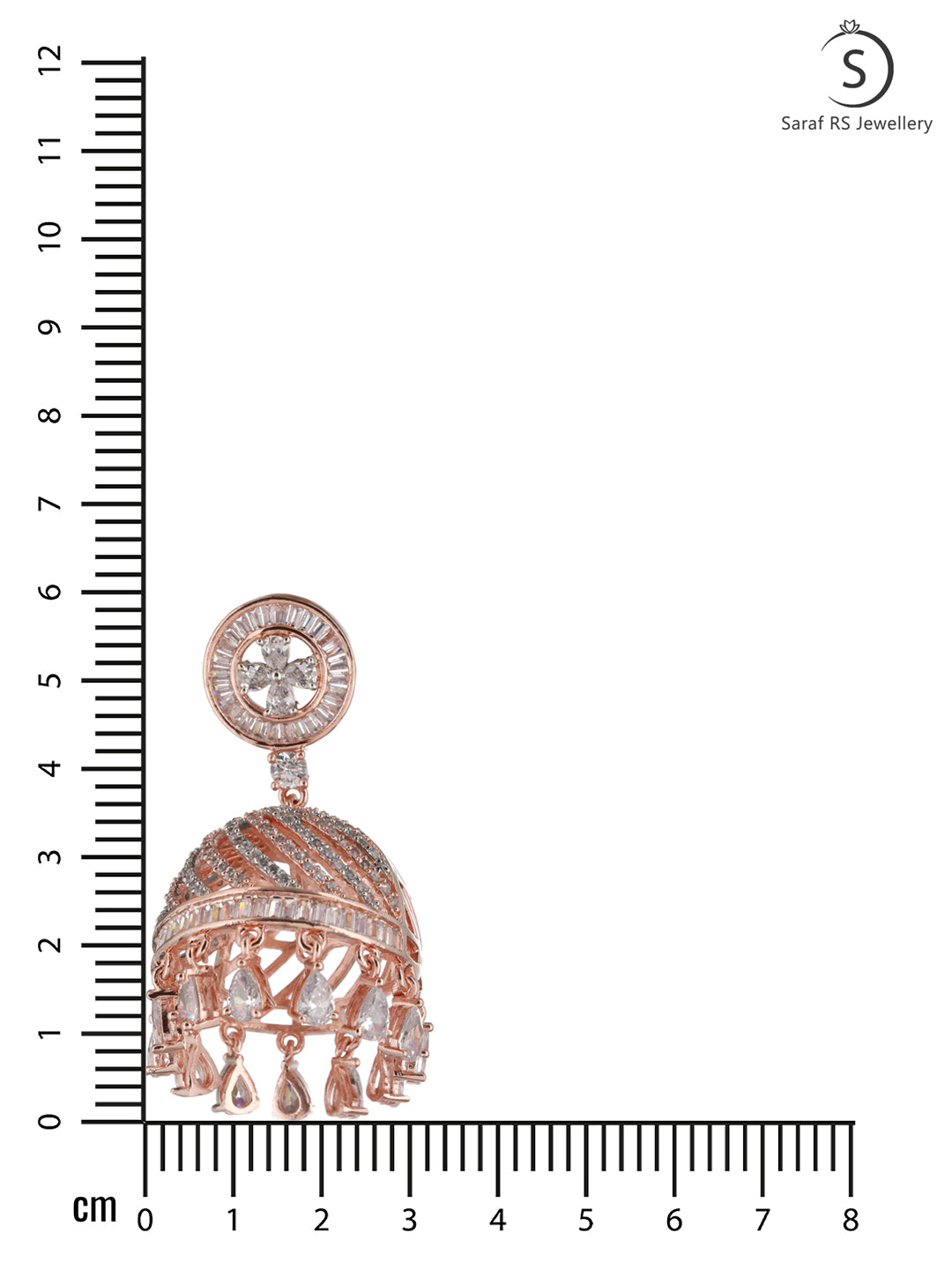 Rose Gold plated AD studded handcrafted Dome shaped Jhumka for Women & Girls, zaveri pearls, sale price rs, sale price, sale gold plated, sale gold, sale, rubans, ring, regular price, priyass