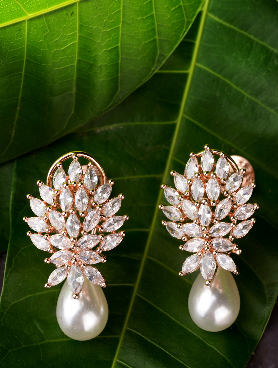 Luxurious Diamond Pearl Drop Earring High Quality White Pearl AD studded, zaveri pearls, sale price rs, sale price, sale gold plated, sale gold, sale, rubans, ring, regular price, priyassi je