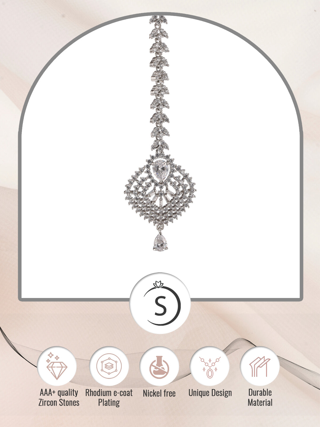 Beautiful Diamond shaped Maang Tikka AD studded Silver plated for Women & Girls, zaveri pearls, sale price rs, sale price, sale gold plated, sale gold, sale, rubans, ring, regular price, priy