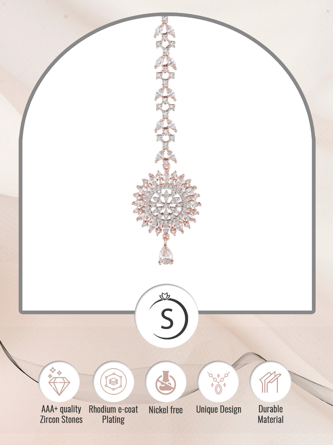 Stunning Floral Diamond Maang Tikka Rose Gold plated & Handcrafted for Women & Girls, zaveri pearls, sale price rs, sale price, sale gold plated, sale gold, sale, rubans, ring, regular price,