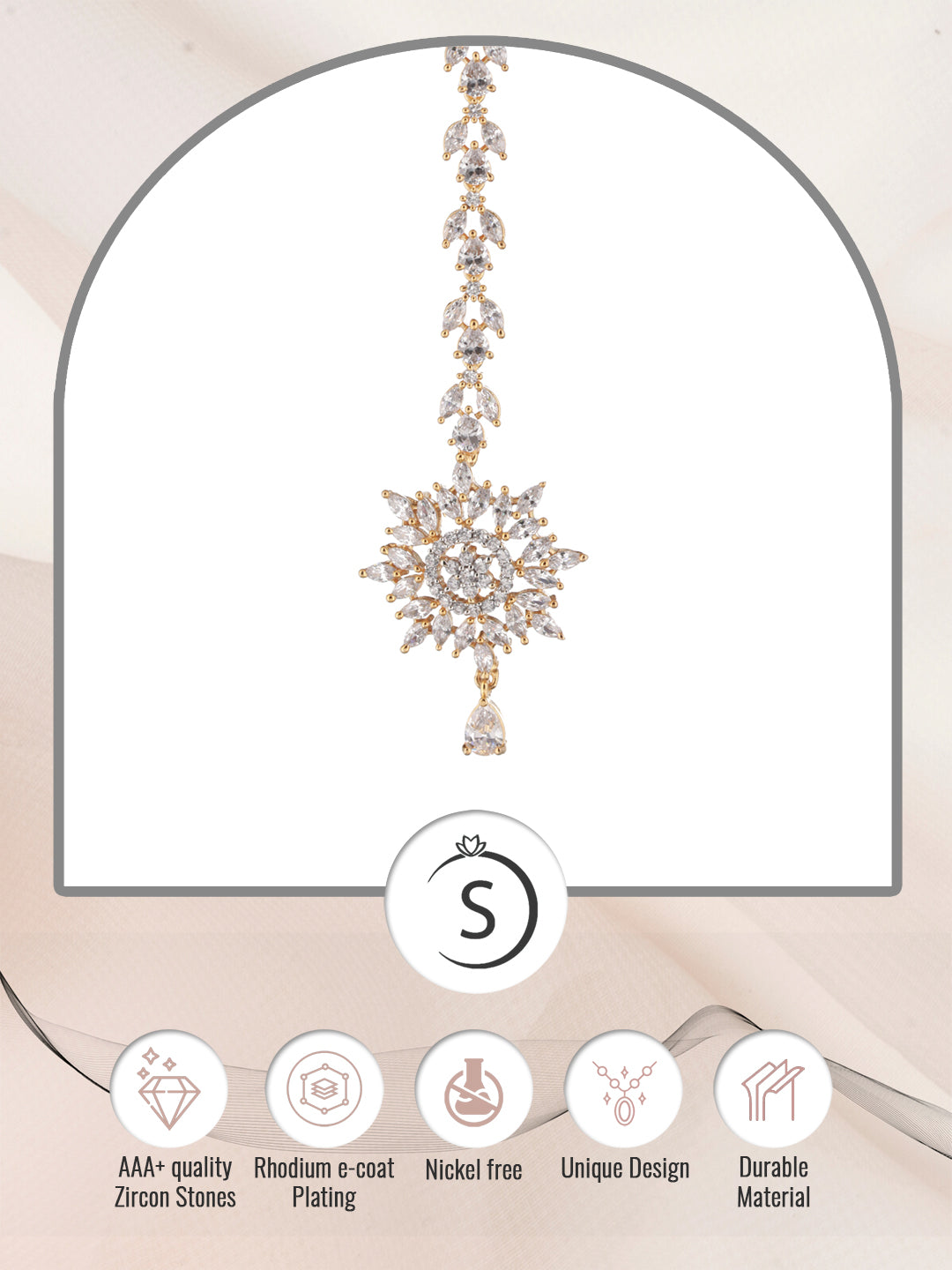 Gold plated Stylish Diamond Maang Tikka for Women & Girls, zaveri pearls, sale price rs, sale price, sale gold plated, sale gold, sale, rubans, ring, regular price, priyassi jewellery, kushal