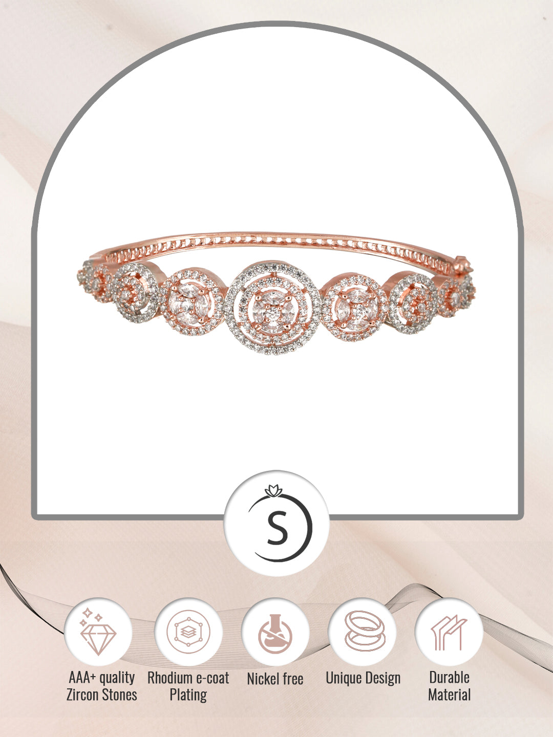 Rose Gold plated AD studded handcrafted Bracelet for Women & Girls, zaveri pearls, sale price rs, sale price, sale gold plated, sale gold, sale, rubans, ring, regular price, priyassi jeweller