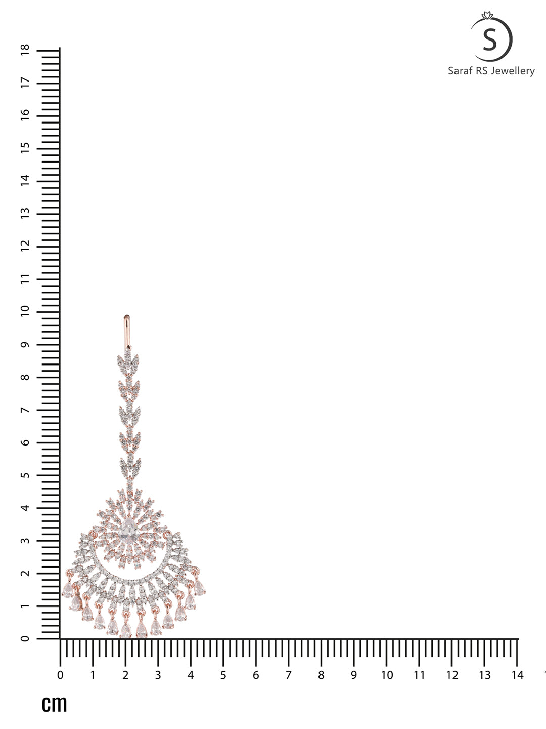 Rose Gold plated AD studded Chandballi design Handcrafted Maang Tika, zaveri pearls, sale price rs, sale price, sale gold plated, sale gold, sale, rubans, ring, regular price, priyassi jewell