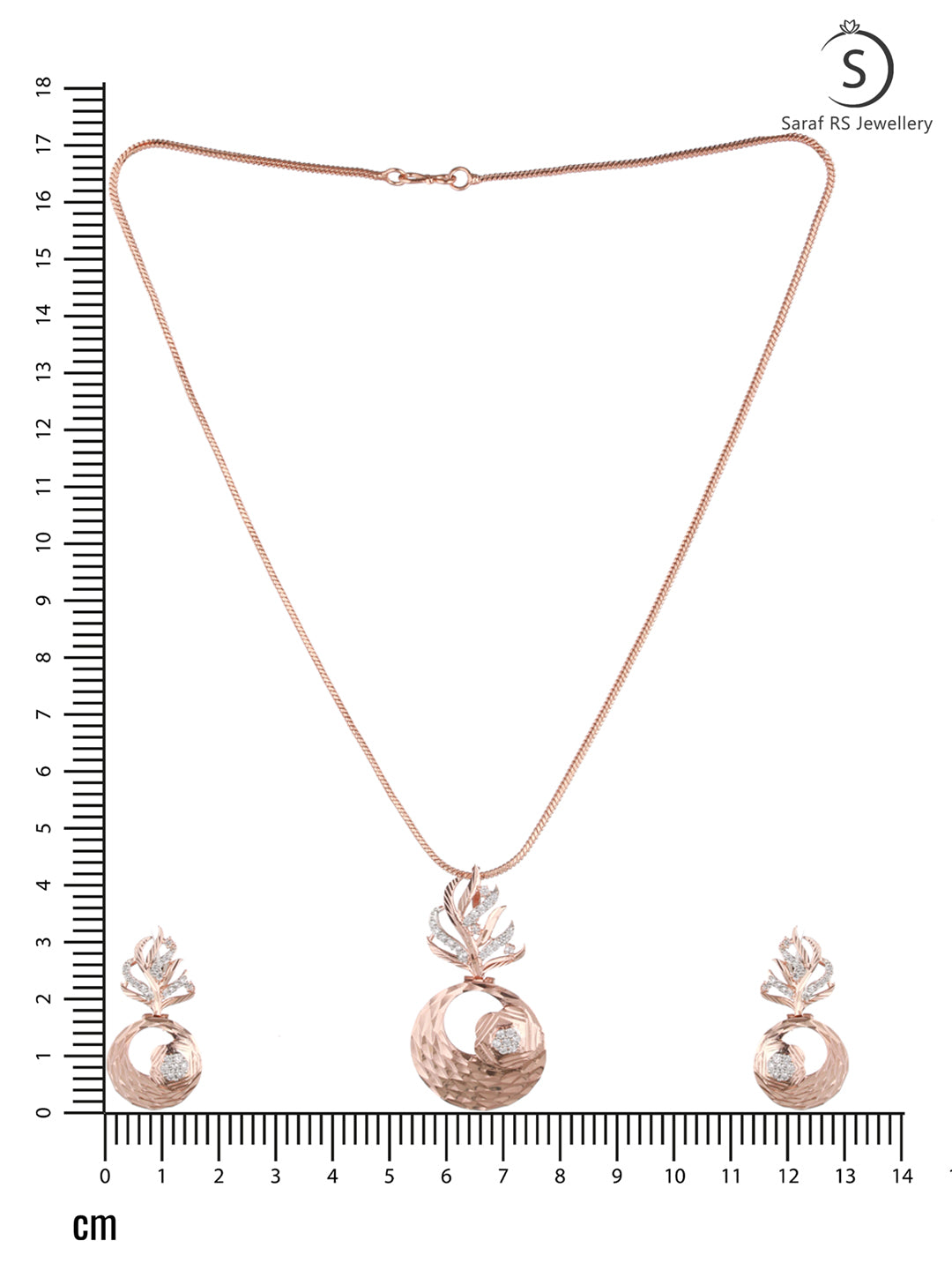 Rose Gold plated AD studded Round Pendant Earrings set chain, zaveri pearls, sale price rs, sale price, sale gold plated, sale gold, sale, rubans, ring, regular price, priyassi jewellery, kus