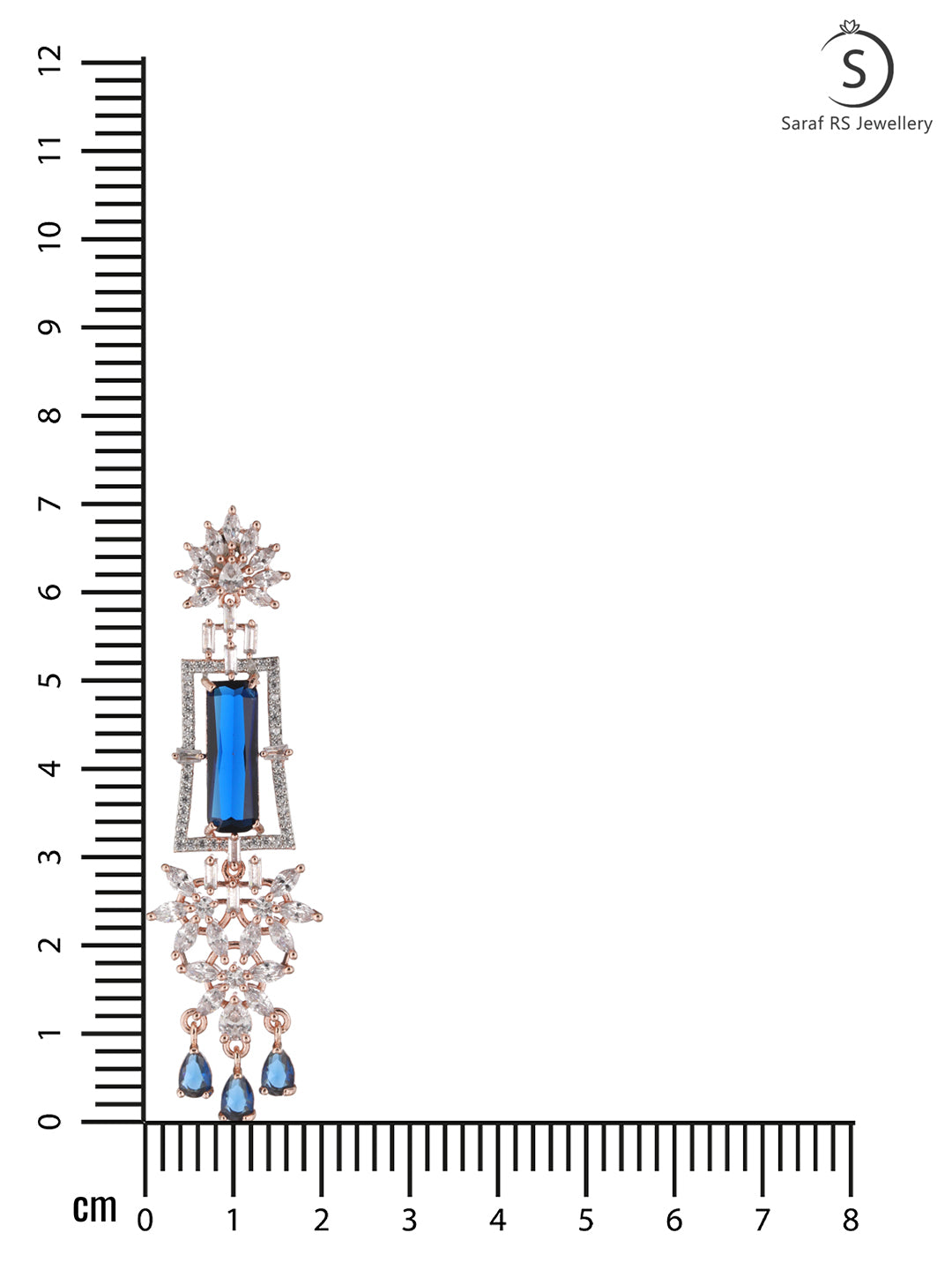 Rose Gold plated Blue AD studded Drop Earrings, zaveri pearls, sale price rs, sale price, sale gold plated, sale gold, sale, rubans, ring, regular price, priyassi jewellery, kushal's - Saraf 