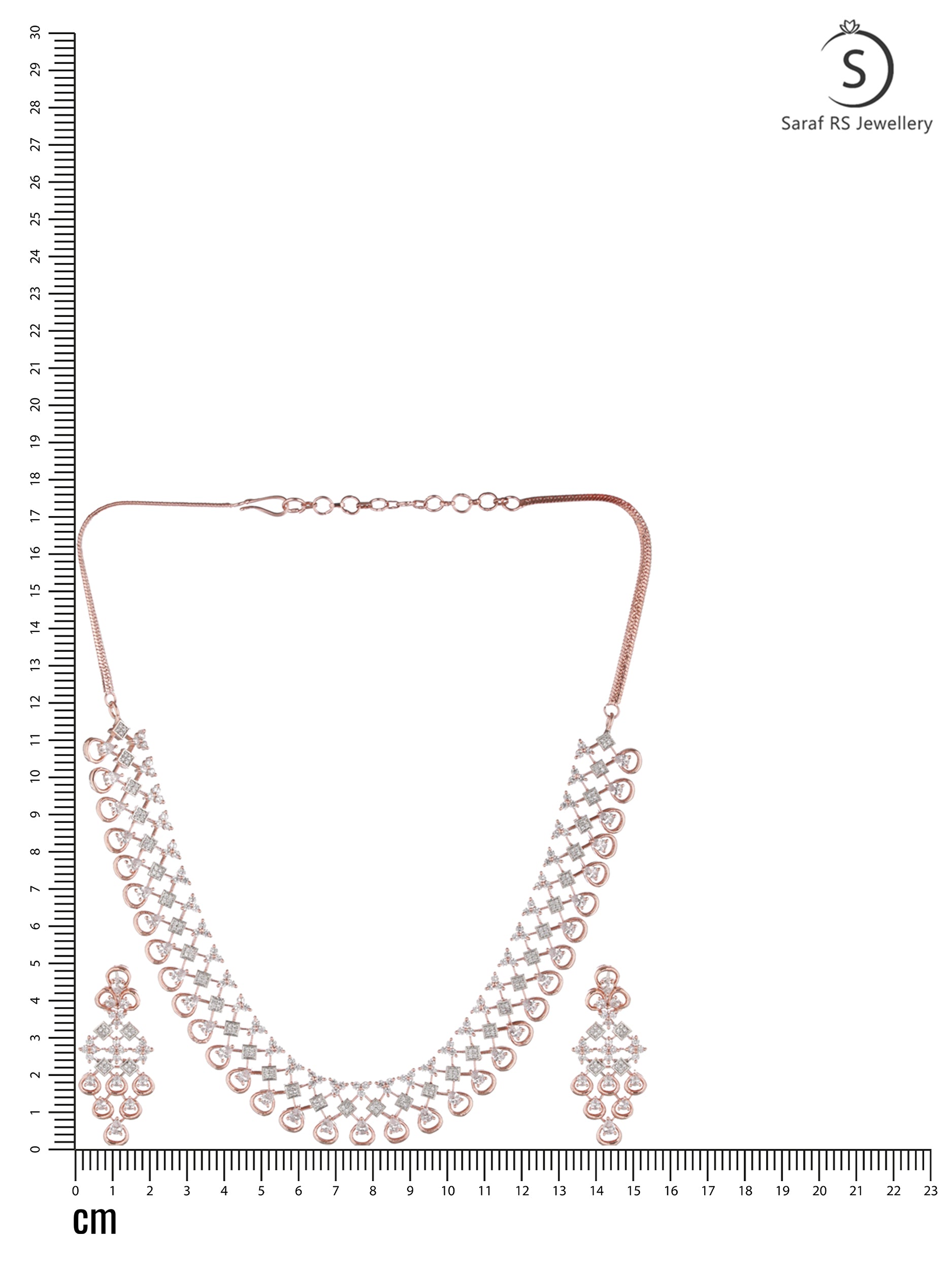 Rose Gold plated Unique Design AD studded Necklace Earrings, zaveri pearls, sale price rs, sale price, sale gold plated, sale gold, sale, rubans, ring, regular price, priyassi jewellery, kush