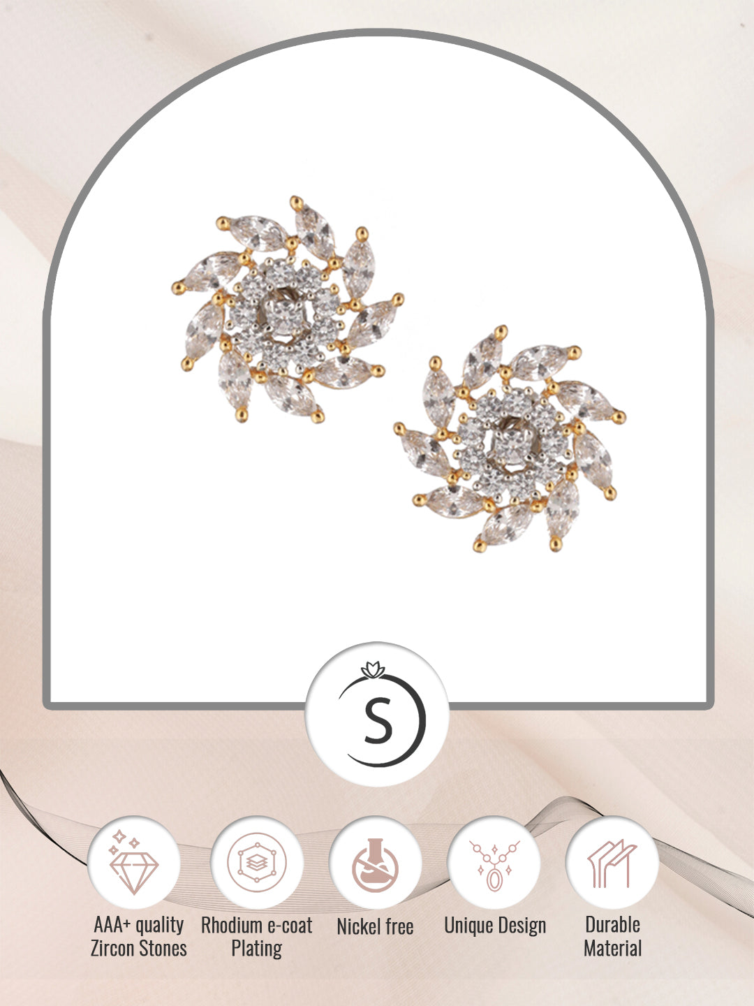 Gold plated AD studded Sparkling star Stud Earrings, zaveri pearls, sale price rs, sale price, sale gold plated, sale gold, sale, rubans, ring, regular price, priyassi jewellery, kushal's - S