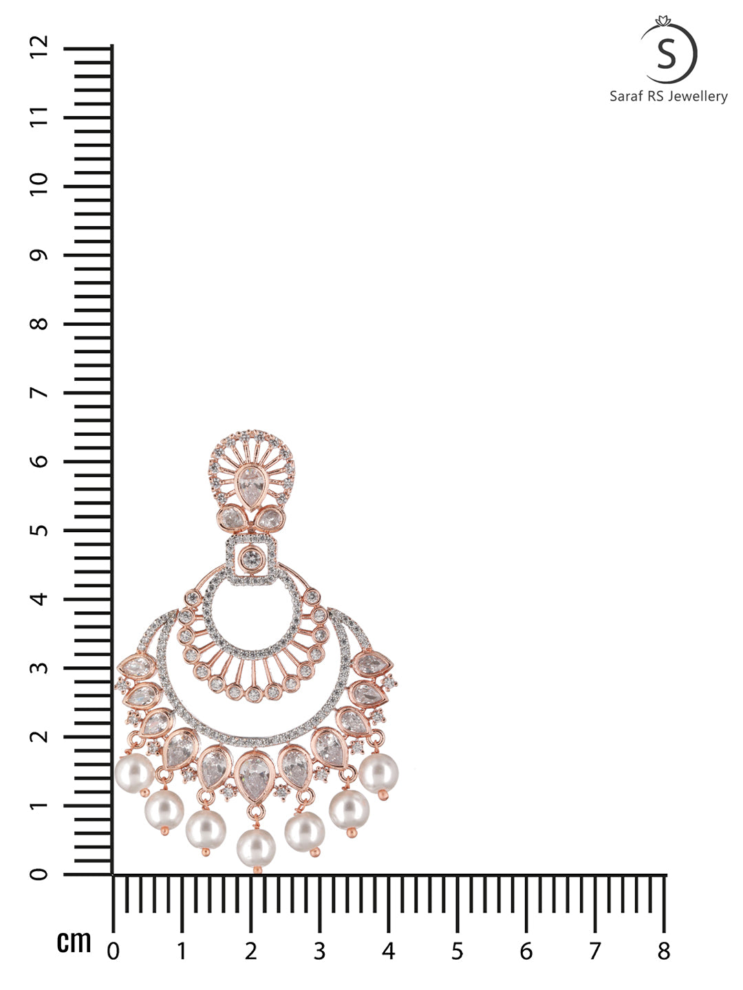 Rose Gold plated Pearl & AD studded Crescent Shaped Chandbali Earrings, zaveri pearls, sale price rs, sale price, sale gold plated, sale gold, sale, rubans, ring, regular price, priyassi jewe