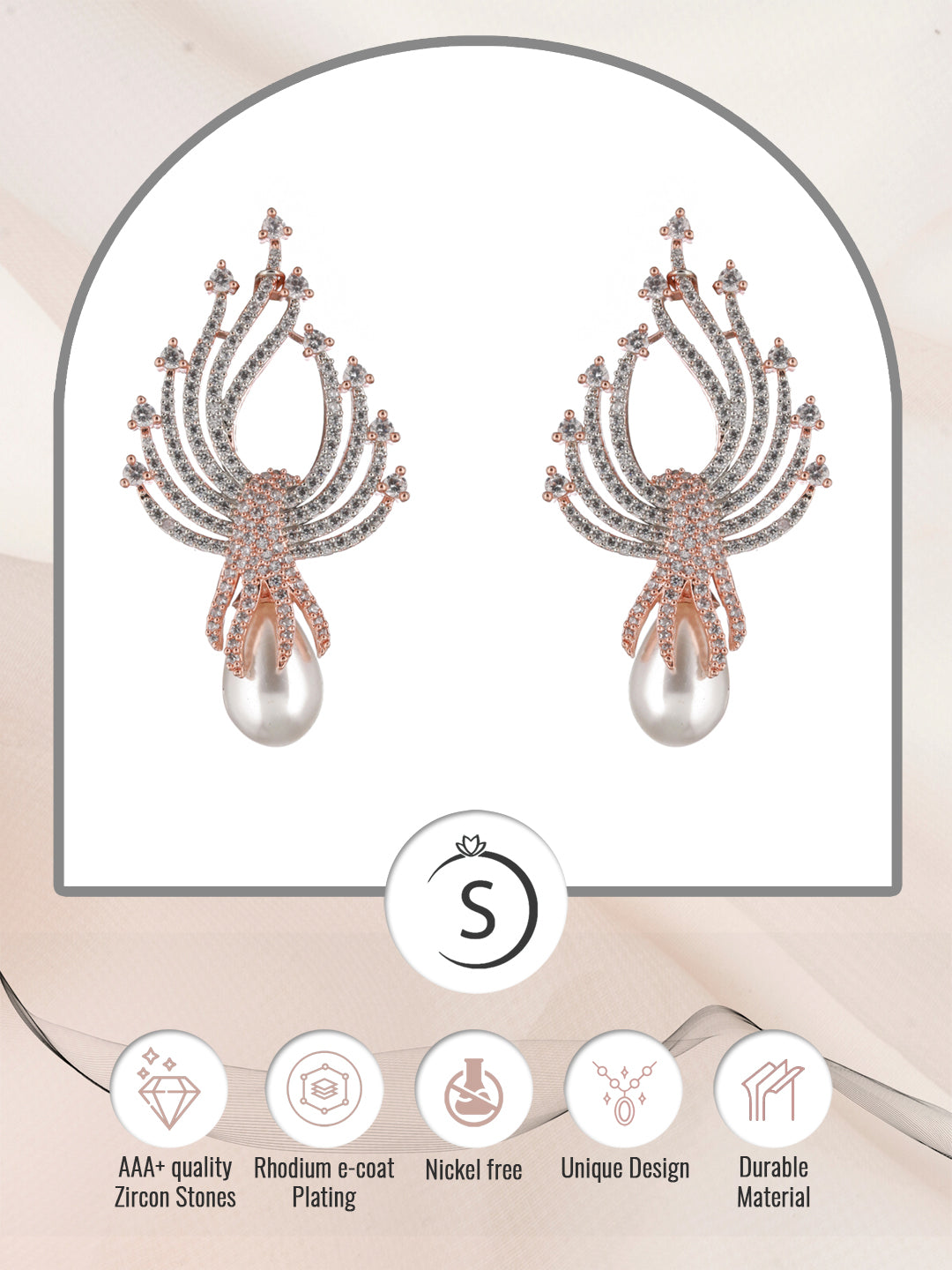 Luxurious Pearl & AD Studded Contemporary Earring, zaveri pearls, sale price rs, sale price, sale gold plated, sale gold, sale, rubans, ring, regular price, priyassi jewellery, kushal's - Sar