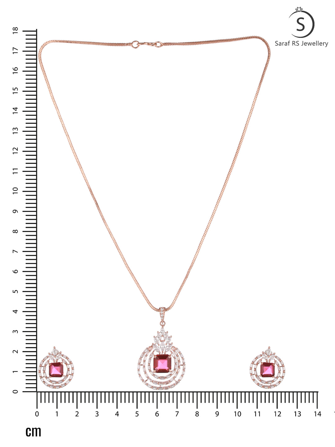 Rose Gold Plated Pink Ruby Studded Circle Pendant Locket Set Earrings and Chain, zaveri pearls, sale price rs, sale price, sale gold plated, sale gold, sale, rubans, ring, regular price, priy