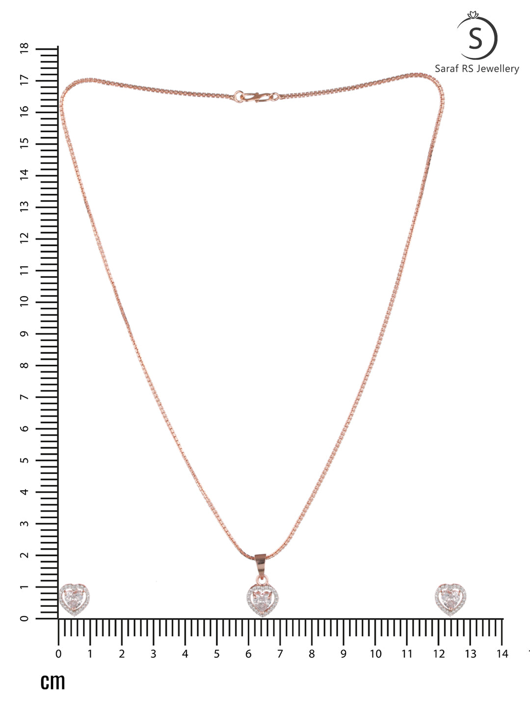 Rose Gold Plated White AD Studded Heart Shaped Pendant Chain and Earrings, zaveri pearls, sale price rs, sale price, sale gold plated, sale gold, sale, rubans, ring, regular price, priyassi j