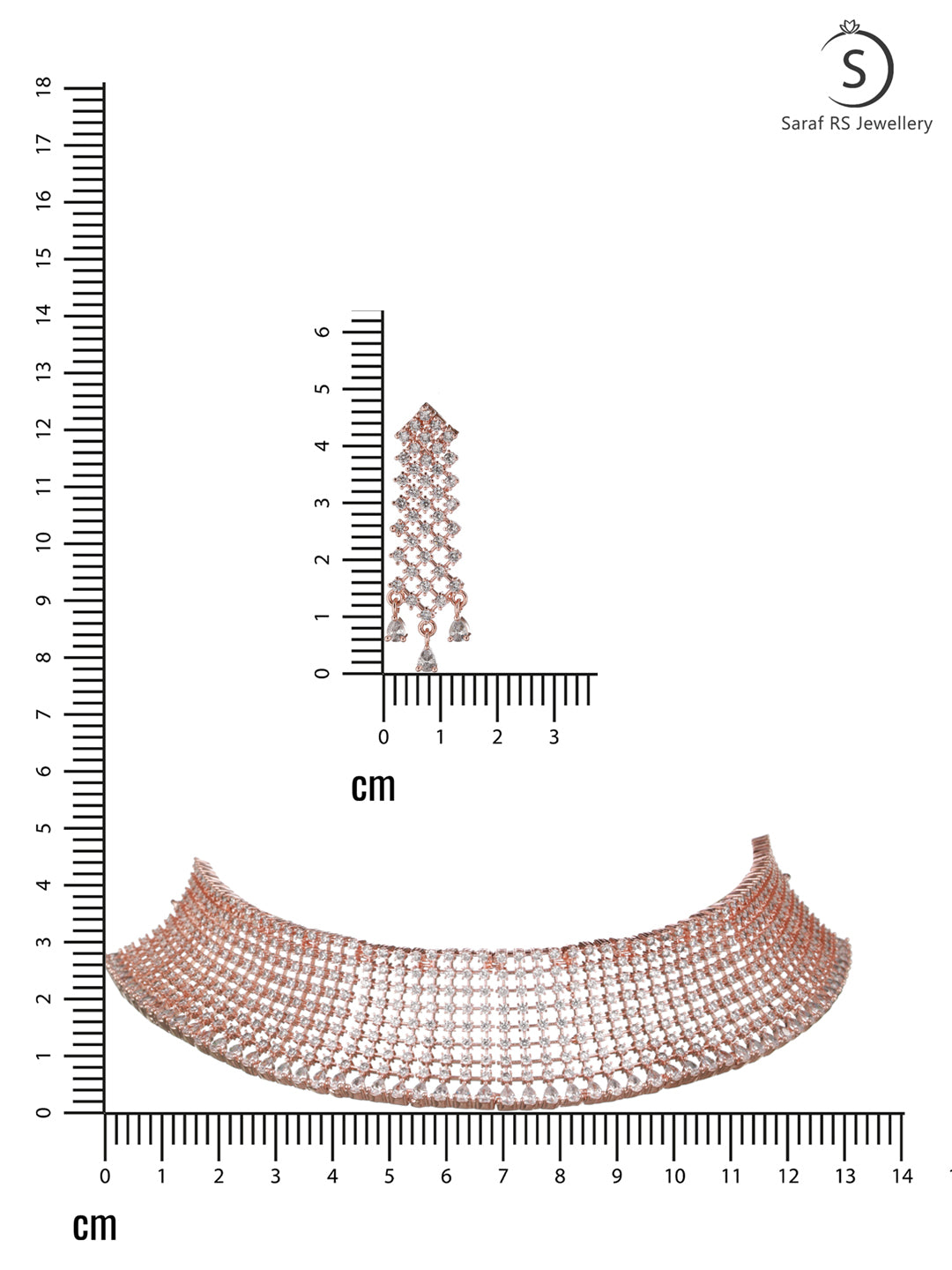 Rose Gold Plated White AD Studded Designer Choker Jewellery Set earrings, zaveri pearls, sale price rs, sale price, sale gold plated, sale gold, sale, rubans, ring, regular price, priyassi je