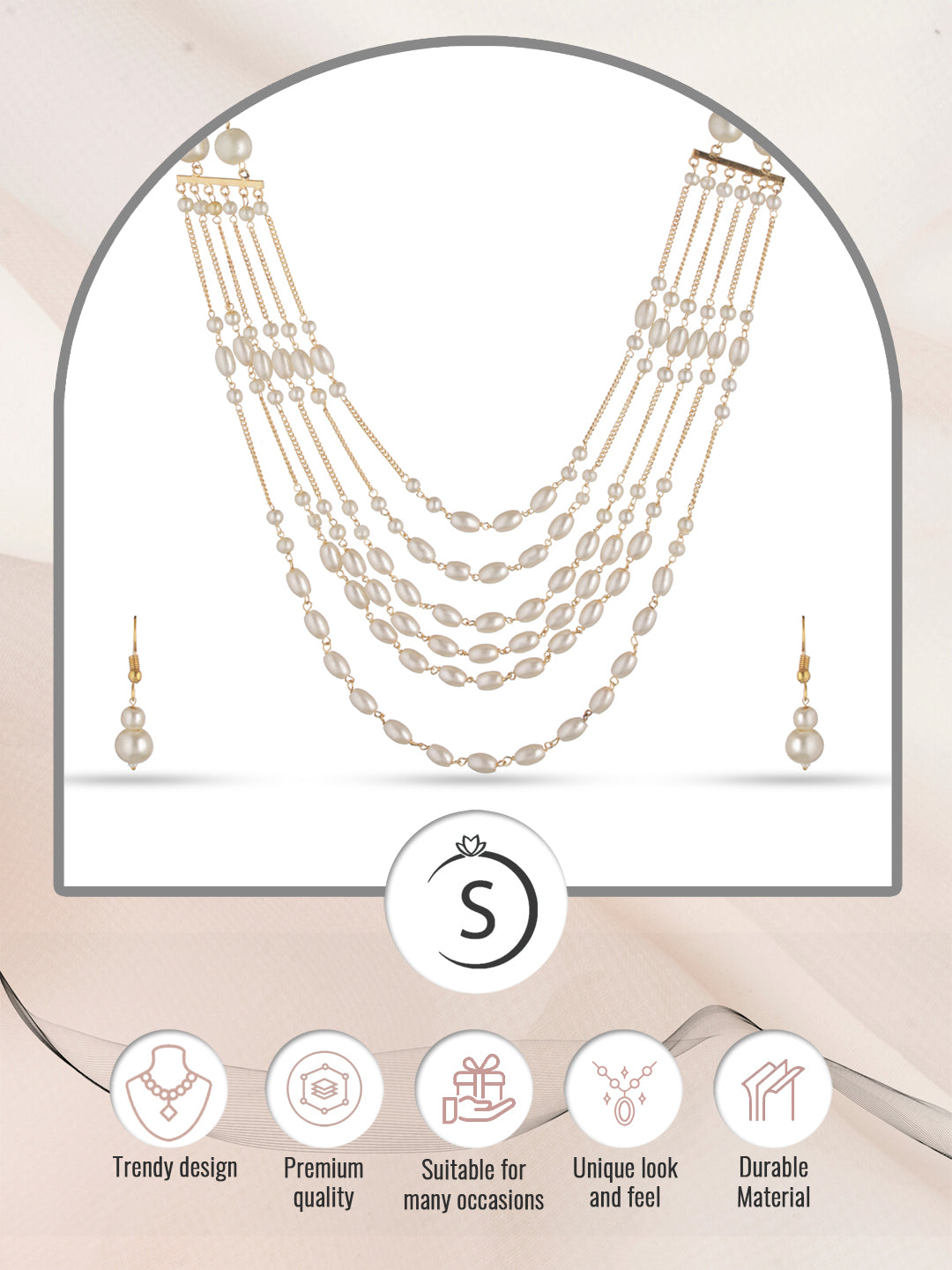 White Pearls Multi Layered Elegant Mala Jewellery Set Dropdown Earrings, zaveri pearls, sale price rs, sale price, sale gold plated, sale gold, sale, rubans, ring, regular price, priyassi jew