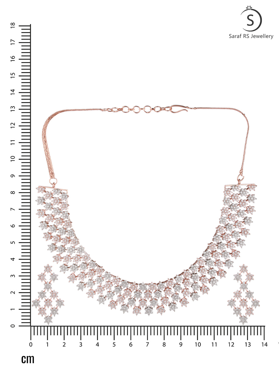 Rose Gold Plated White AD Studded Modern Necklace Jewellery Set Earrings, zaveri pearls, sale price rs, sale price, sale gold plated, sale gold, sale, rubans, ring, regular price, priyassi je