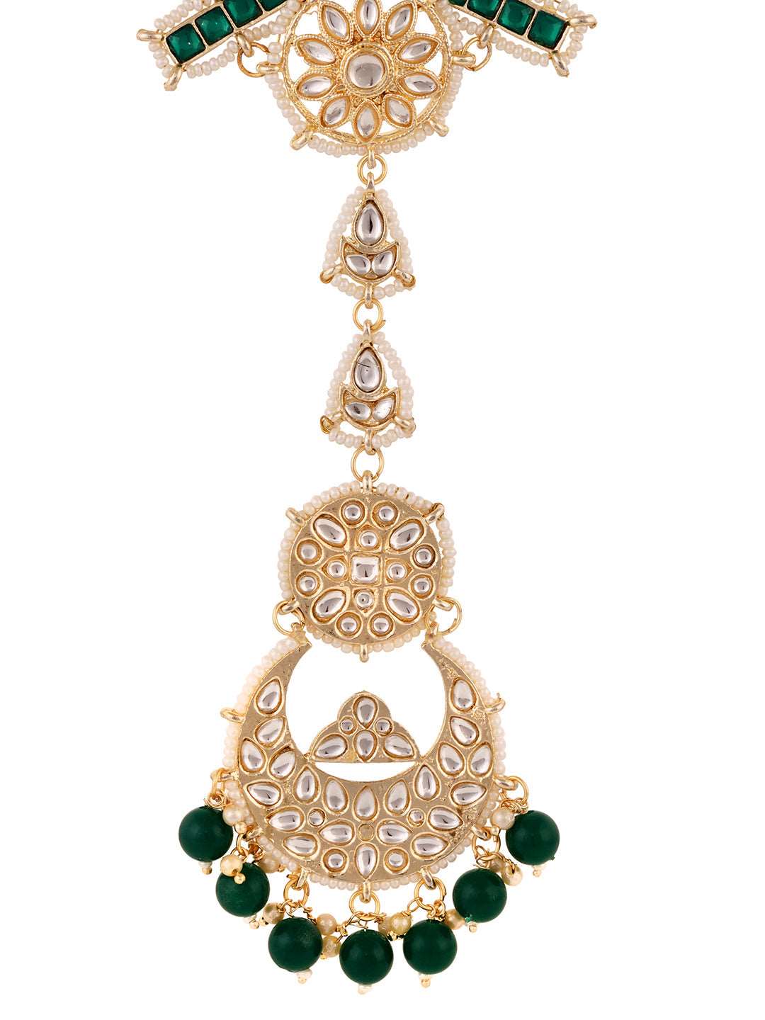 Gold Plated Kundan studded & Beaded Matha Patti, zaveri pearls, sale price rs, sale price, sale gold plated, sale gold, sale, rubans, ring, regular price, priyassi jewellery, kushal's - Saraf