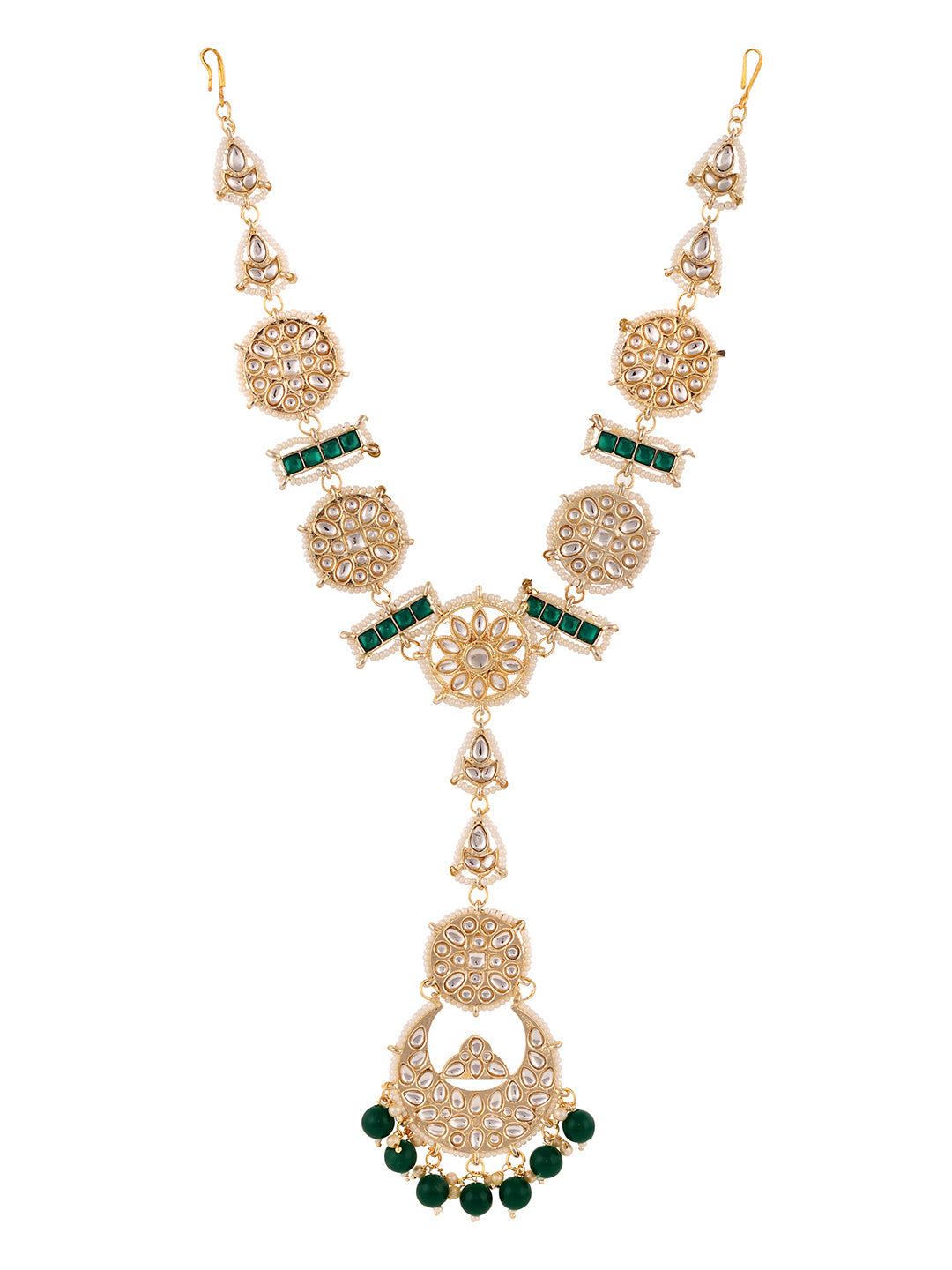 Gold Plated Kundan studded & Beaded Matha Patti, zaveri pearls, sale price rs, sale price, sale gold plated, sale gold, sale, rubans, ring, regular price, priyassi jewellery, kushal's - Saraf