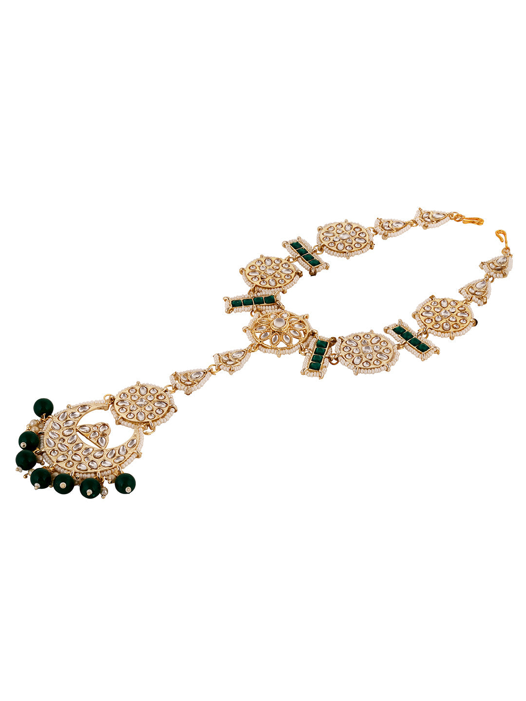 Gold Plated Kundan studded & Beaded Matha Patti, zaveri pearls, sale price rs, sale price, sale gold plated, sale gold, sale, rubans, ring, regular price, priyassi jewellery, kushal's - Saraf