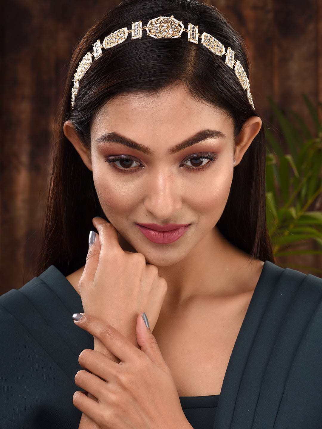 Gold Plated Kundan studded Matha Patti, zaveri pearls, sale price rs, sale price, sale gold plated, sale gold, sale, rubans, ring, regular price, priyassi jewellery, kushal's - Saraf RS Jewel