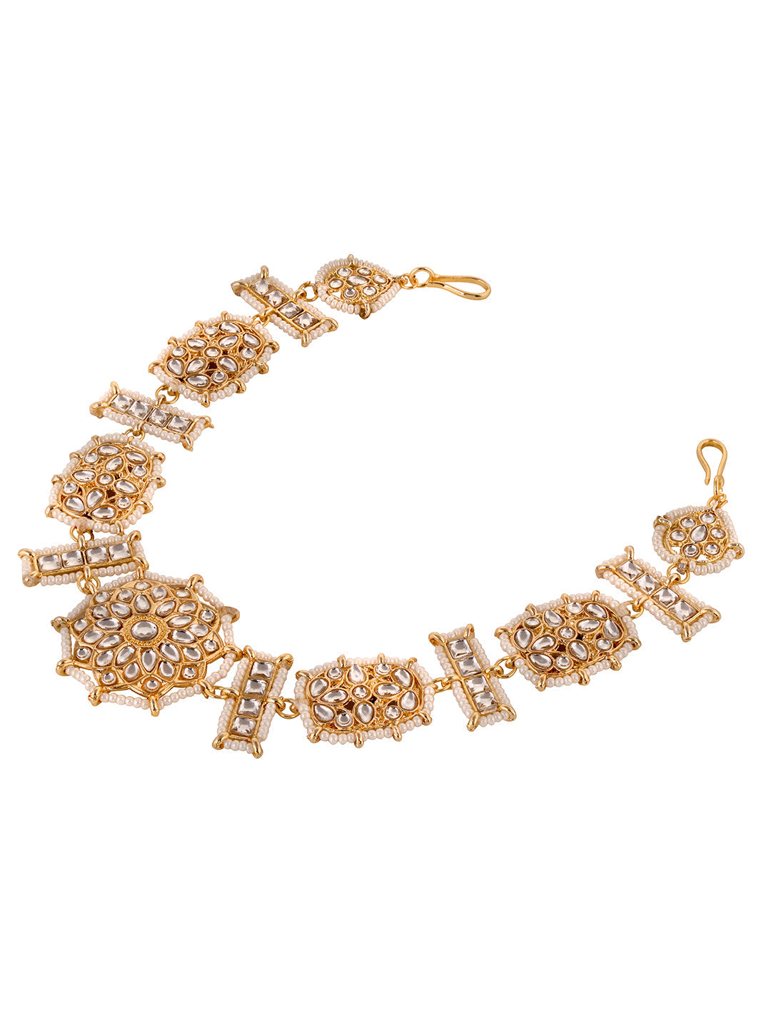 Gold Plated Kundan studded Matha Patti, zaveri pearls, sale price rs, sale price, sale gold plated, sale gold, sale, rubans, ring, regular price, priyassi jewellery, kushal's - Saraf RS Jewel