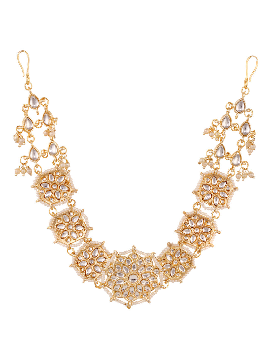 Gold Plated Kundan studded Matha Patti, zaveri pearls, sale price rs, sale price, sale gold plated, sale gold, sale, rubans, ring, regular price, priyassi jewellery, kushal's - Saraf RS Jewel