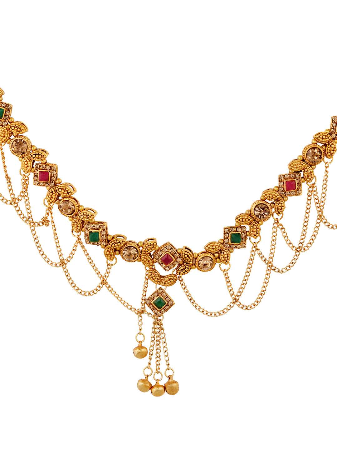 Gold Plated Muilticolour AD studded & Beaded Kamarbandh, zaveri pearls, sale price rs, sale price, sale gold plated, sale gold, sale, rubans, ring, regular price, priyassi jewellery, kushal's