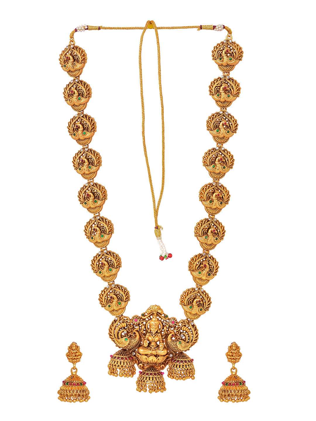 Gold Plated Exquisite Lakshmi Design Haram Temple Jewellery Set Jhumki Earrings, zaveri pearls, sale price rs, sale price, sale gold plated, sale gold, sale, rubans, ring, regular price, priy