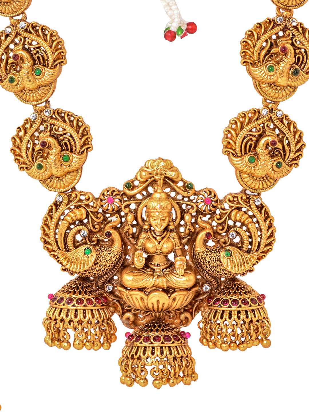 Gold Plated Exquisite Lakshmi Design Haram Temple Jewellery Set Jhumki Earrings, zaveri pearls, sale price rs, sale price, sale gold plated, sale gold, sale, rubans, ring, regular price, priy