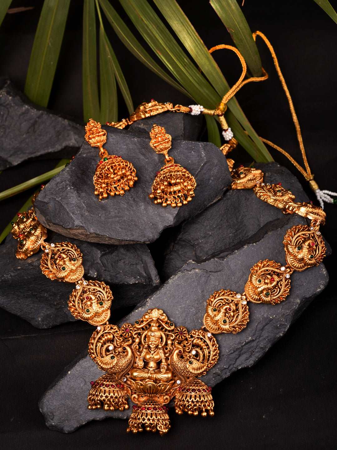 Gold Plated Exquisite Lakshmi Design Haram Temple Jewellery Set Jhumki Earrings, zaveri pearls, sale price rs, sale price, sale gold plated, sale gold, sale, rubans, ring, regular price, priy